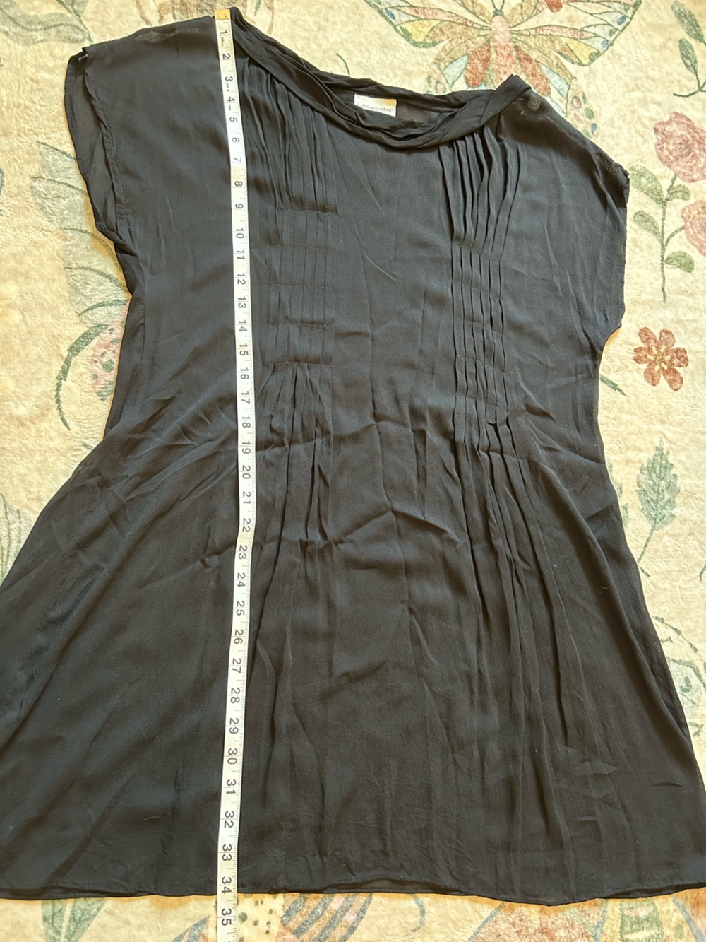 Soft Surroundings Sheer Black Pleated Short-Sleeve Tunic - Picture 8 of 13